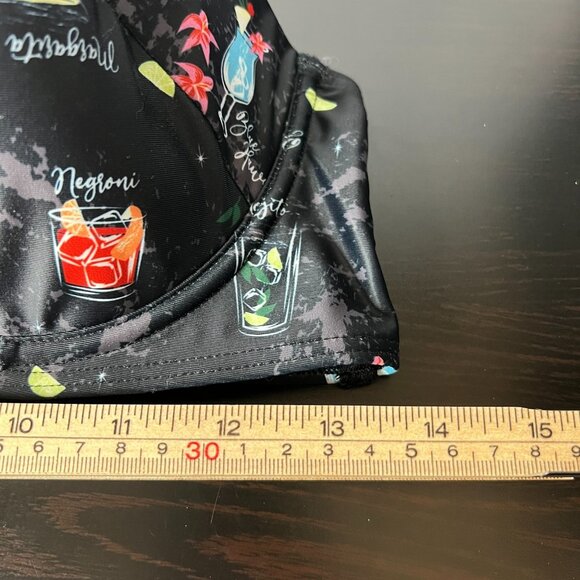 Collectif Black Retro 50s Cocktail Pinup Menu Balcony Underwire Bikini Top 16 XL - Picture 10 of 10